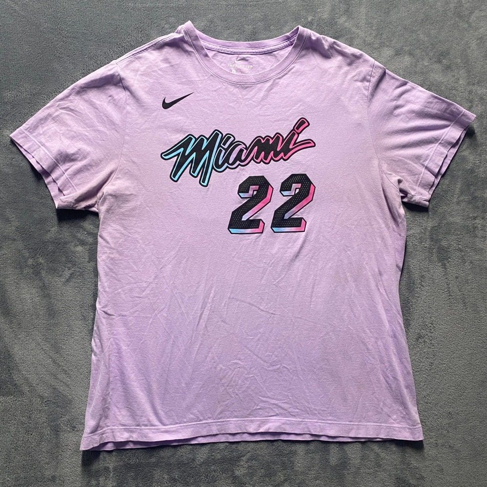 Nike Miami Heat Tshirt Mens XL Jimmy Butler 22 Vice City Edition Purple NBA